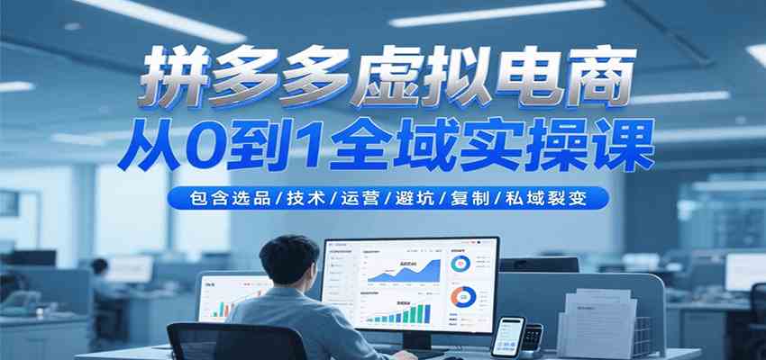 拼多多虚拟电商从0到1全域实操课，包含选品/技术/运营/避坑/复制/私域裂变-大叔网创联盟