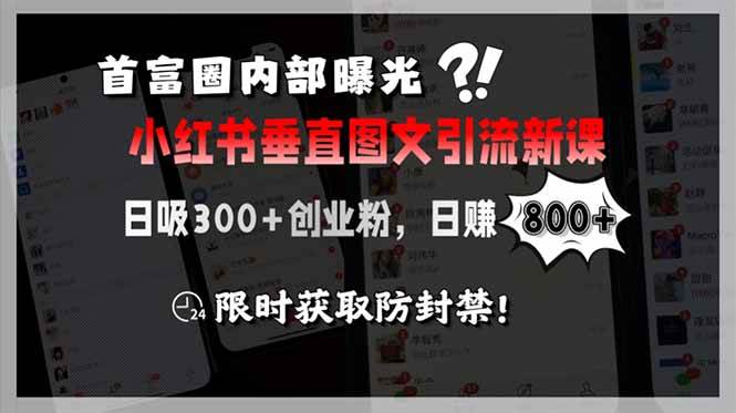 （15313期）首富圈内部曝光小红书垂直图文引流新课，日吸300+创业粉，日赚800+，限…-大叔网创联盟