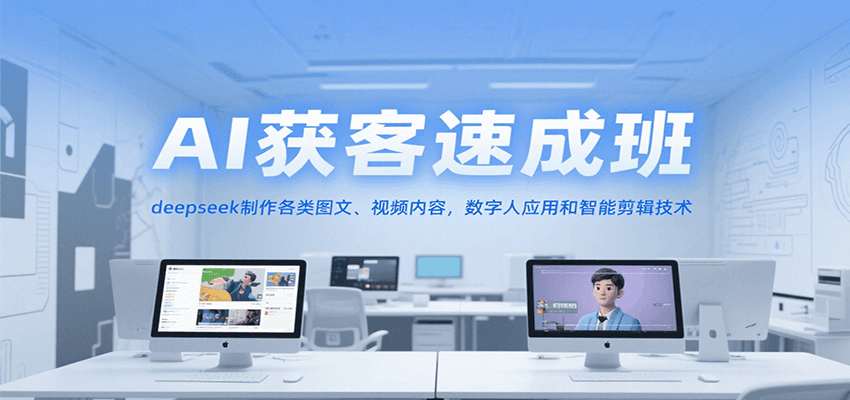 AI获客速成班，deepseek制作各类图文、视频内容，数字人应用和智能剪辑技术-大叔网创联盟