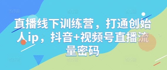 直播线下训练营，打通创始人ip，抖音+视频号直播流量密码-大叔网创联盟