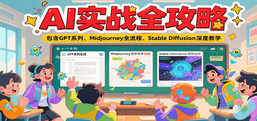 AI实战全攻略，包含GPT系列、Midjourney全流程、Stable Diffusion深度教学-大叔网创联盟