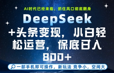 DeepSeek+头条变现，保姆级教学，小白轻松上手，日入8张+【揭秘】-大叔网创联盟