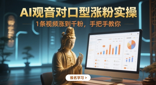AI观音对口型涨粉实操，1条视频涨到千粉，手把手教你-大叔网创联盟