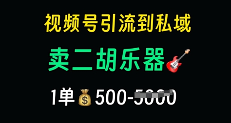 视频号引流到私域卖二胡乐器，1单利润5张，长期稳定项目-大叔网创联盟