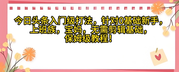 今日头条入门级打法，针对宝妈，上班族，0基础新手的保姆级课程-大叔网创联盟