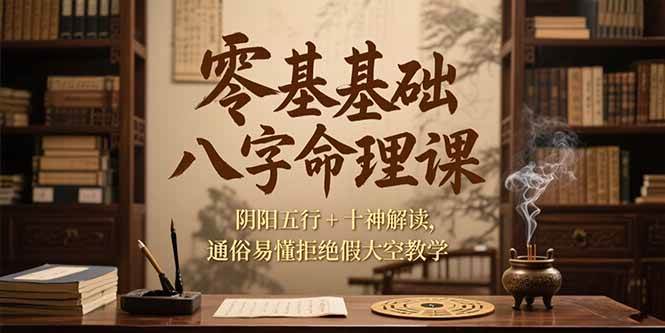 （15283期）零基础八字命理课，阴阳五行+十神解读，通俗易懂拒绝假大空教学-大叔网创联盟