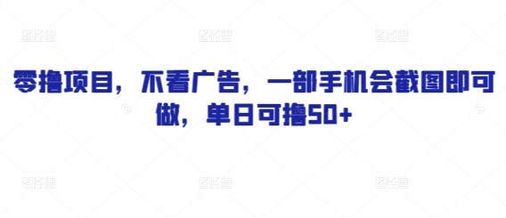 零撸项目，不看广告，一部手机会截图即可做，单日可撸50+-大叔网创联盟