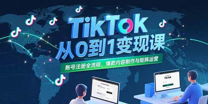 （15346期）TikTok从0到1变现课，账号注册全流程，爆款内容制作与矩阵运营-大叔网创联盟
