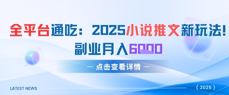 全平台通吃：2025小说推文新玩法，副业月入6k-大叔网创联盟