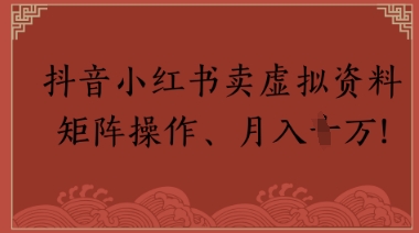 抖音小红书卖虚拟教辅、公务员资料，矩阵操作，月入1W+-大叔网创联盟