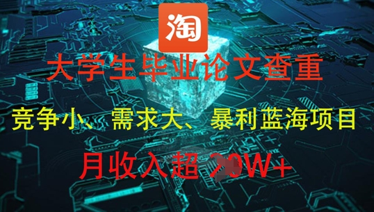 大学生毕业论文查重，暴利蓝海项目，月收入过1W+-大叔网创联盟