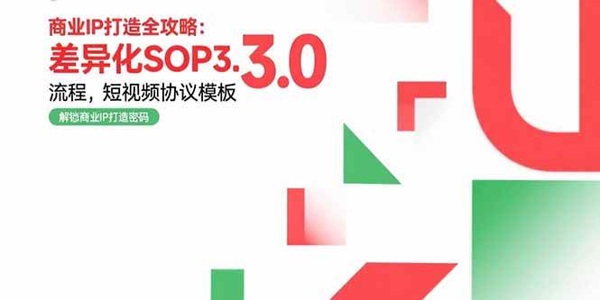 （15486期）商业IP打造全攻略：差异化SOP3.0流程，短视频协议模板，婚恋项目实战案例-大叔网创联盟