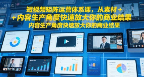 短视频矩阵运营体系课，从素材+内容生产角度快速放大你的商业结果-大叔网创联盟
