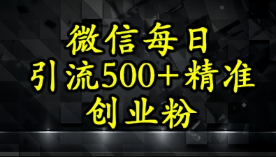 怎么打创业粉？微信小绿书日引流500+精准创业粉实战手册-大叔网创联盟