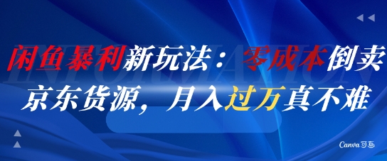 闲鱼暴利新玩法：零成本倒卖京东货源，月入过1W真不难-大叔网创联盟
