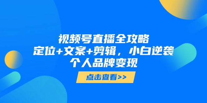 （14819期）视频号直播全攻略，定位+文案+剪辑，小白逆袭个人品牌变现-大叔网创联盟