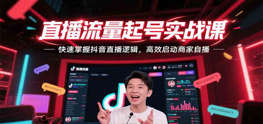 直播流量起号实战课，快速掌握抖音直播逻辑，高效启动商家自播-大叔网创联盟