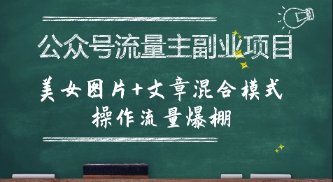 公众号流量主副业项目，美女图片+文章混合模式操作流量爆棚-大叔网创联盟