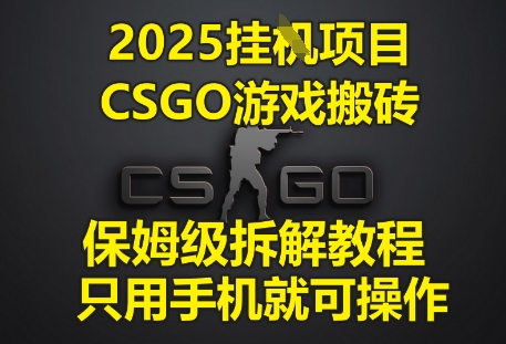 2025挂G项目，CSGO游戏搬砖，保姆级拆解教程，只用手机就可操作【揭秘】-大叔网创联盟
