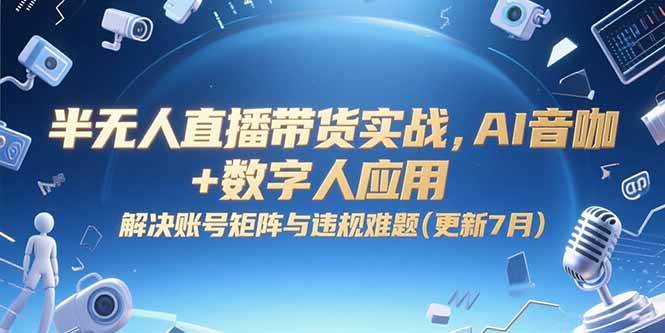 （15280期）半无人直播带货实战，AI音咖+数字人应用 解决账号矩阵与违规难题(更新7月)-大叔网创联盟