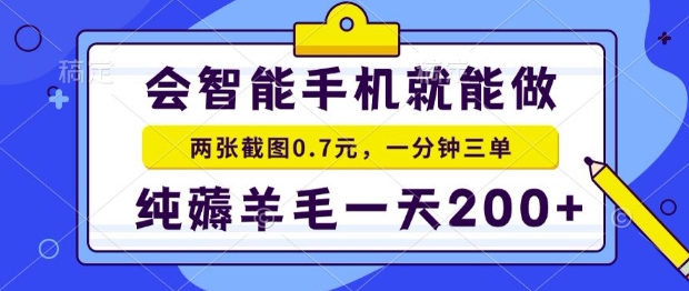 2025年零撸手机项目，二十秒一单，纯薅羊毛，一天200+做就有【揭秘】-大叔网创联盟