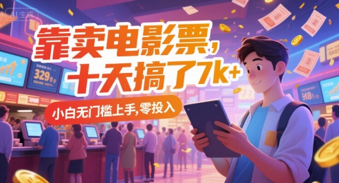 靠卖电影票，十天搞了7k+，小白无门槛上手，零投入【揭秘】-大叔网创联盟