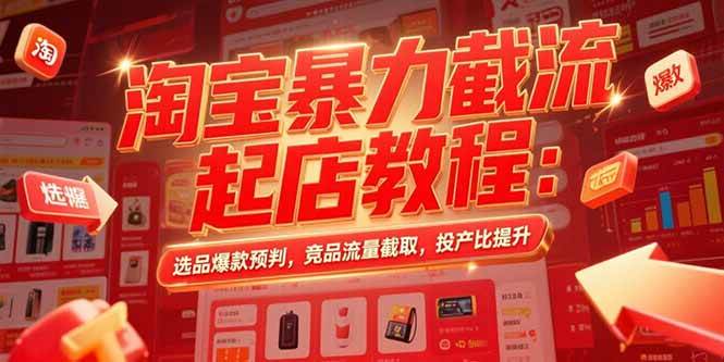 （15468期）淘宝暴力截流起店教程：选品爆款预判，竞品流量截取，投产比提升-大叔网创联盟