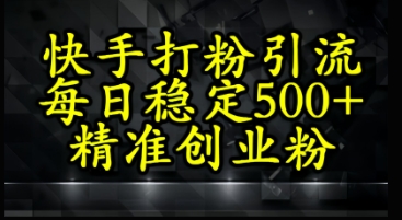 快手精准式打粉引流，每日稳定500+精准创业粉-大叔网创联盟