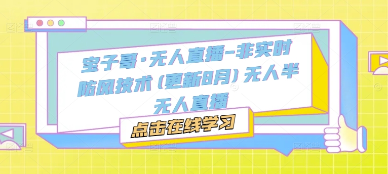 宝子哥·无人直播-非实时防风技术(更新25年7月)无人半无人直播-大叔网创联盟