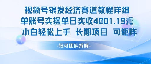 视频号银发经济赛道单账号实操单日实收1k+，小白轻松上手长期项目-大叔网创联盟