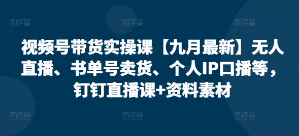 视频号带货实操课【25年7月最新】无人直播、书单号卖货、个人IP口播等，钉钉直播课+资料素材-大叔网创联盟