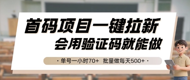 首码项目一键拉新，会用验证码就能做 单号一小时70+，批量做每天5张【揭秘】-大叔网创联盟