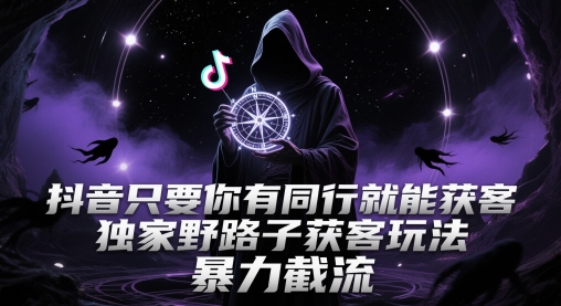 抖音只要你有同行就能获客，独家野路子获客玩法，暴力截流【揭秘】-大叔网创联盟