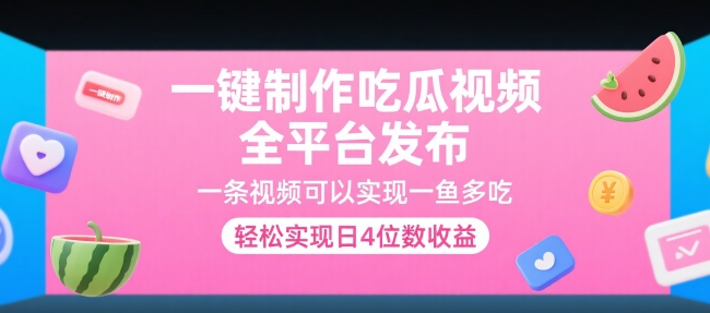 一键制作吃瓜视频，全平台发布，一条视频可以实现一鱼多吃，轻松实现日4位数收益【揭秘】-大叔网创联盟