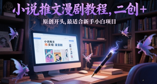 小说推文漫剧教程，二创+原创开头，最适合新手小白项目-大叔网创联盟
