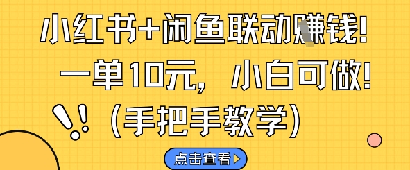 小红书+闲鱼联动挣钱，一单10元，小白可做-大叔网创联盟