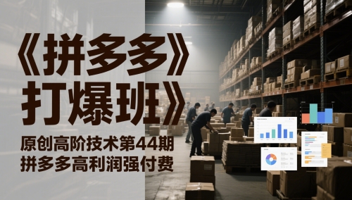 《拼多多打爆班》原创高阶技术第44期，拼多多高利润强付费-大叔网创联盟