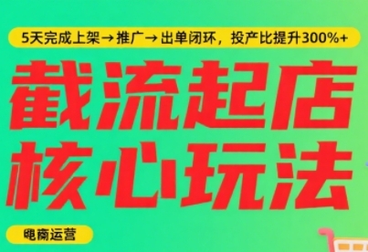 淘宝截流快速起店玩法，掌握暴力快速起店的流程，5天完成上架-推广-出单闭环-大叔网创联盟