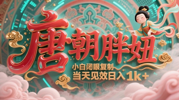 用AI克隆“唐朝胖妞”日更3条，平台疯狂推流，小白闭眼复制，当天见效，日入1k+-大叔网创联盟