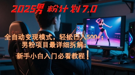 2025男粉计划7.0，全自动变现模式，轻松日入5张+，新手小白必看课程-大叔网创联盟