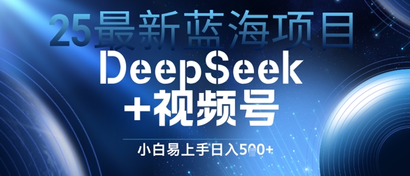 25最新蓝海项目DeepSeek+视频号，小白易上手日入几张-大叔网创联盟