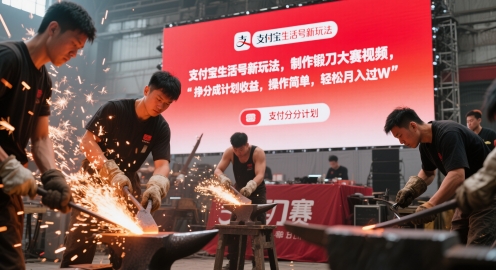支付宝生活号新玩法，制作锻刀大赛视频，挣分成计划收益，操作简单，轻松月入过W-大叔网创联盟