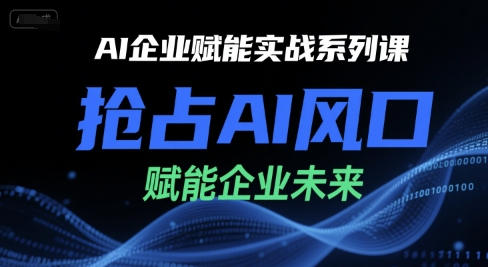 AI企业赋能实战系列课，抢占AI风口，赋能企业未来-大叔网创联盟