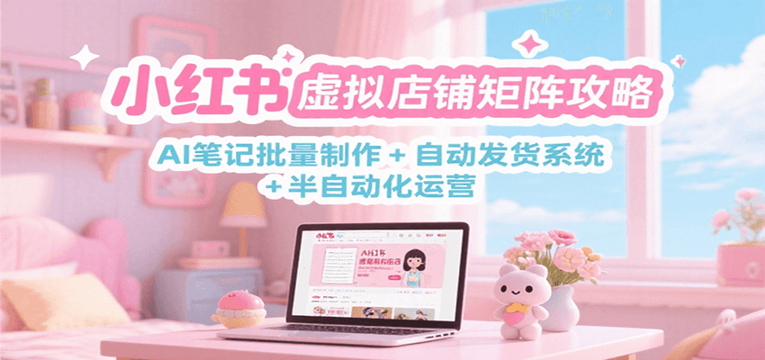 小红书虚拟店铺矩阵攻略：AI笔记批量制作 + 自动发货系统 + 半自动化运营-大叔网创联盟