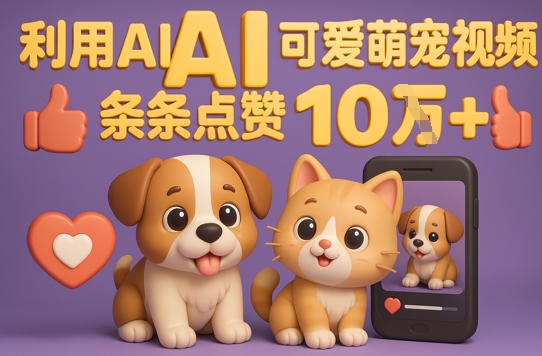 能骗过系统的AI萌宠视频制作全攻略：从0到 2W粉的爆款密码-大叔网创联盟