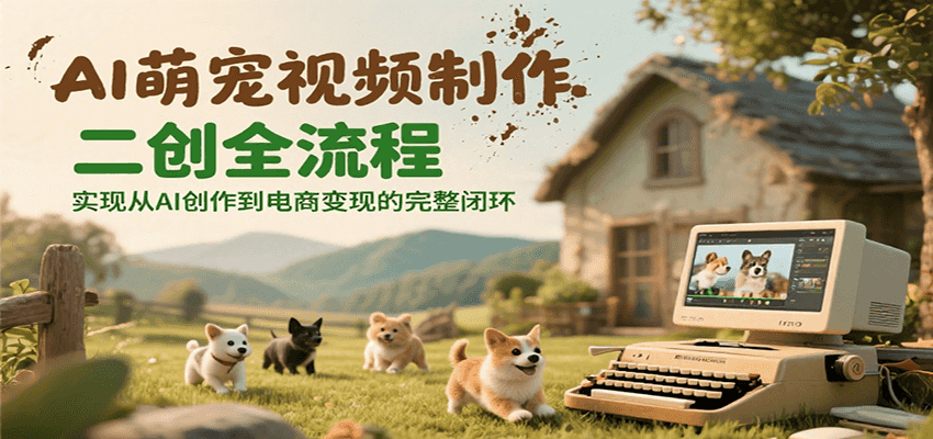 AI萌宠视频制作二创全流程，实现从AI创作到电商变现的完整闭环-大叔网创联盟