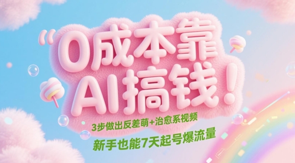 0成本靠AI搞钱！3步做出反差萌+治愈系视频，新手也能7天起号爆流量-大叔网创联盟