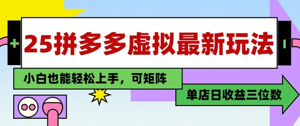 25最新拼多多虚拟电商，单店日入3位数，小白也能快速上手，保姆级教程-大叔网创联盟