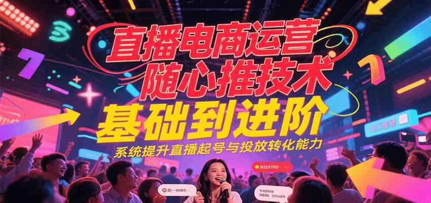 直播电商运营随心推投放技术基础到进阶，系统提升直播起号与投放转化能力-大叔网创联盟