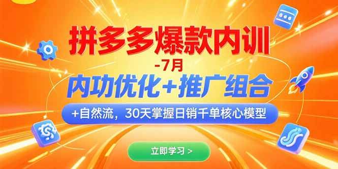 （15402期）拼多多爆款内训-7月 内功优化+推广组合+自然流 30天掌握日销千单核心模型-大叔网创联盟